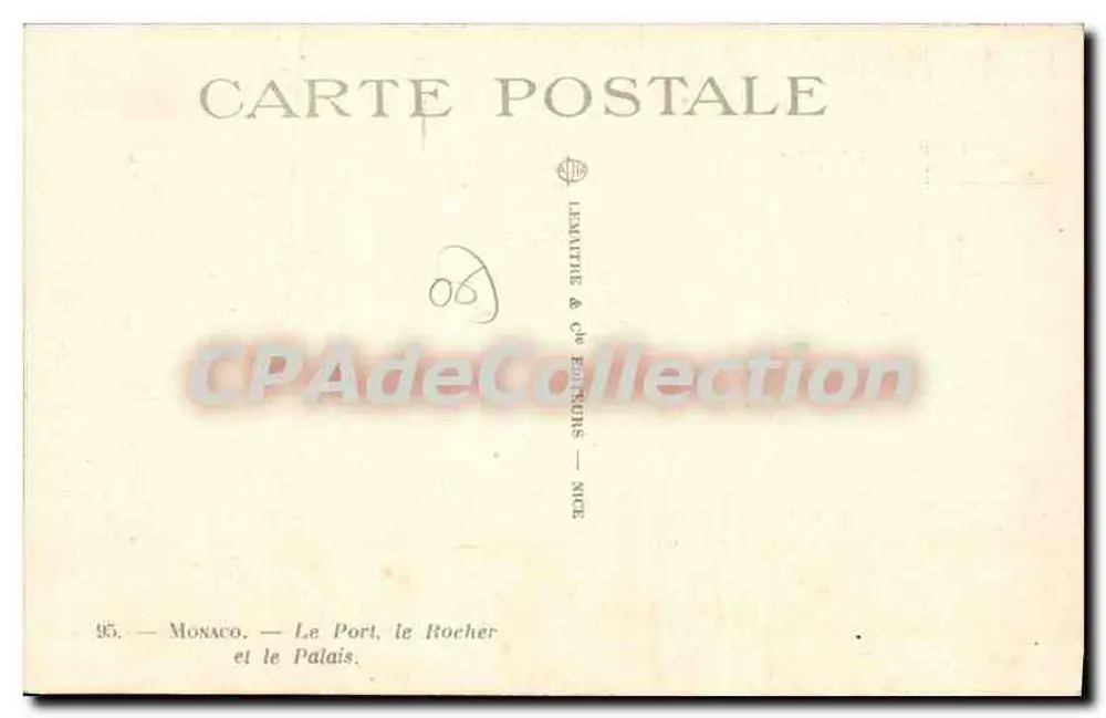 Monaco — El Puerto, el Rocher y el Palacio — Lemaitre & Cie Éditeurs, Nice - Reverso
