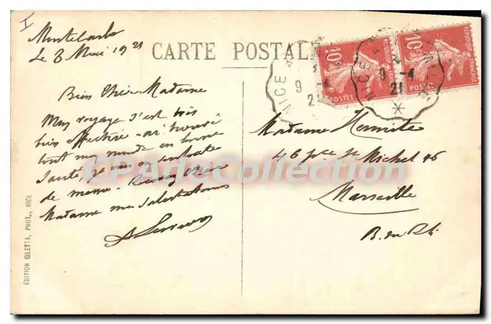 Monaco - Palast des Prinzen und Hundekopf - Edition Giletta, Nizza, Nr. 721 - Rückseite