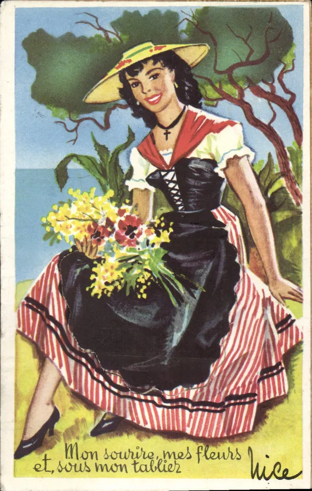 Frau im provenzalischen Kleid — Nice — Verlag IDEAL, Serie 1075 - Vorderseite