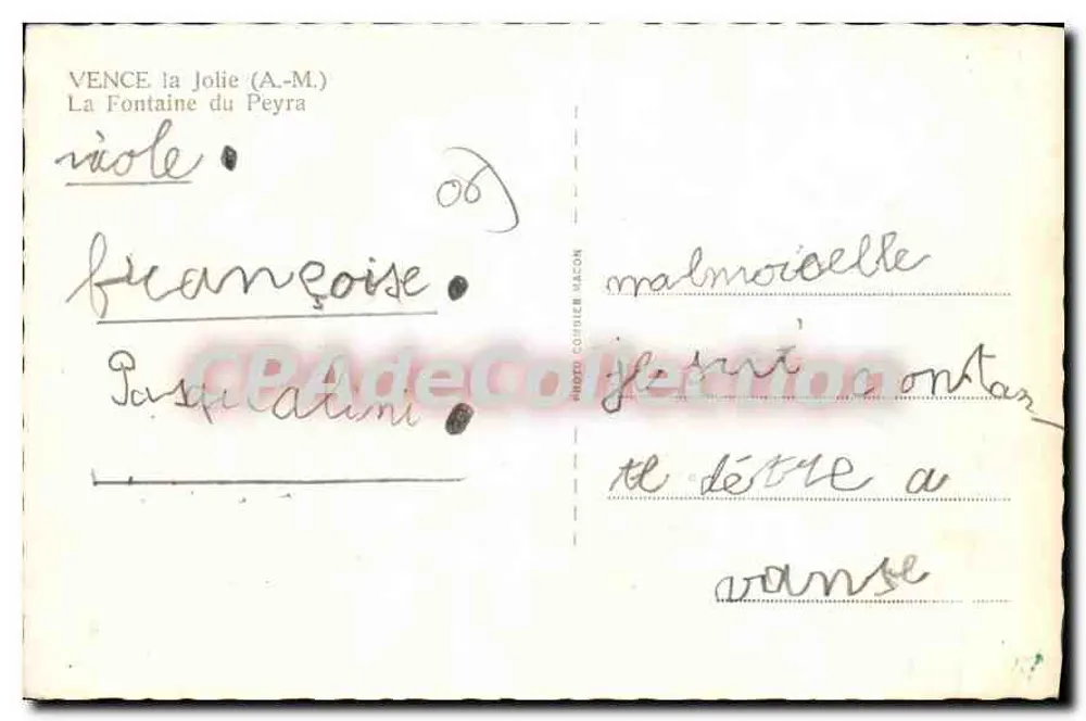 Vence la Jolie (A-M.) — La Fontaine du Peyra — Photo Cottrier Macron - Verso
