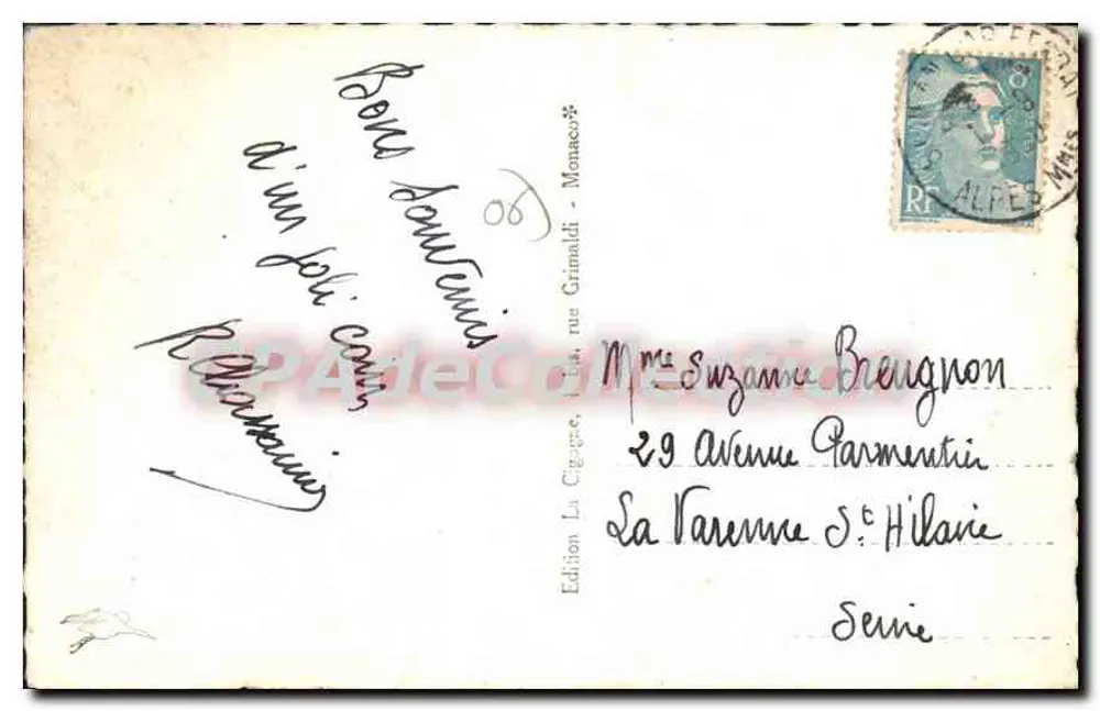 Saint-Jean-Cap-Ferrat — Blick auf Saint-Jean und die Pointe de Saint-Hospice — Edition La Cigogne - Rückseite