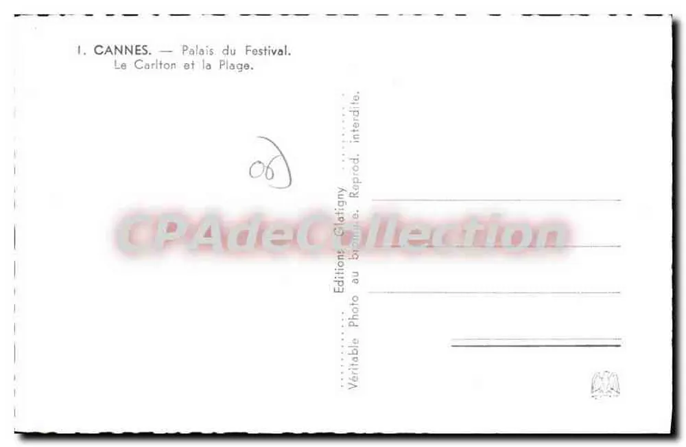 Cannes — Palais du Festival. Das Carlton und die Strandpromenade — Glatigny Edition - Rückseite