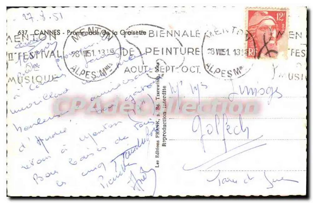 Cannes - Promenade de la Croisette — IIe Festival de Musique — éditeur Les Éditions FRANK - Verso