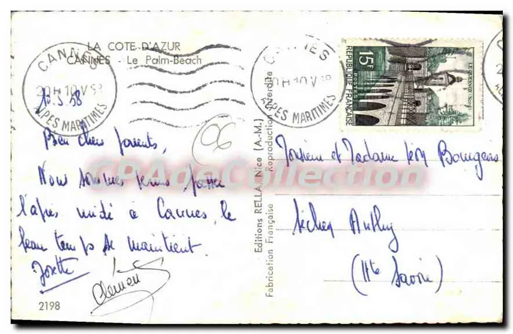 Cannes - Le Palm Beach — Editor Relliance (A.M.) n°2198 - Verso