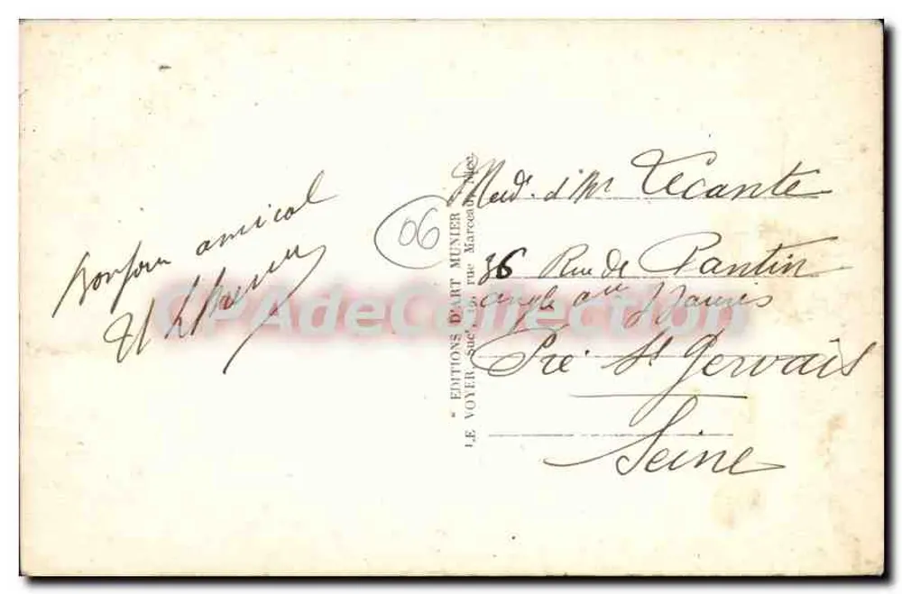 Nice — Quai dos Estados Unidos — Editor MUNIER n°292 - Verso