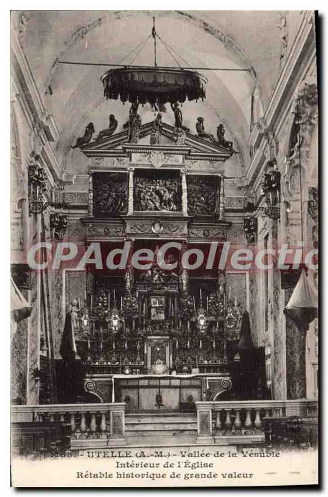 Utelles (A.M.) - Tal der Vésubie - Innenansicht der Kirche - historisches Altarbild von großer Bedeutung - Vorderseite