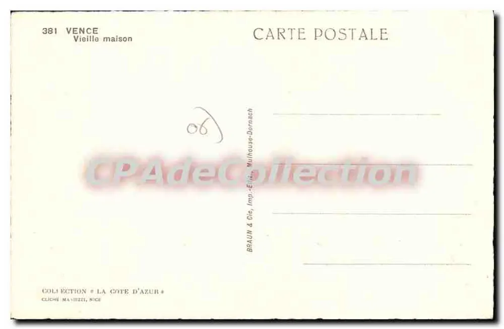 Vence — Velha casa — Braun & Cie, Mulhouse-Darnach - Verso