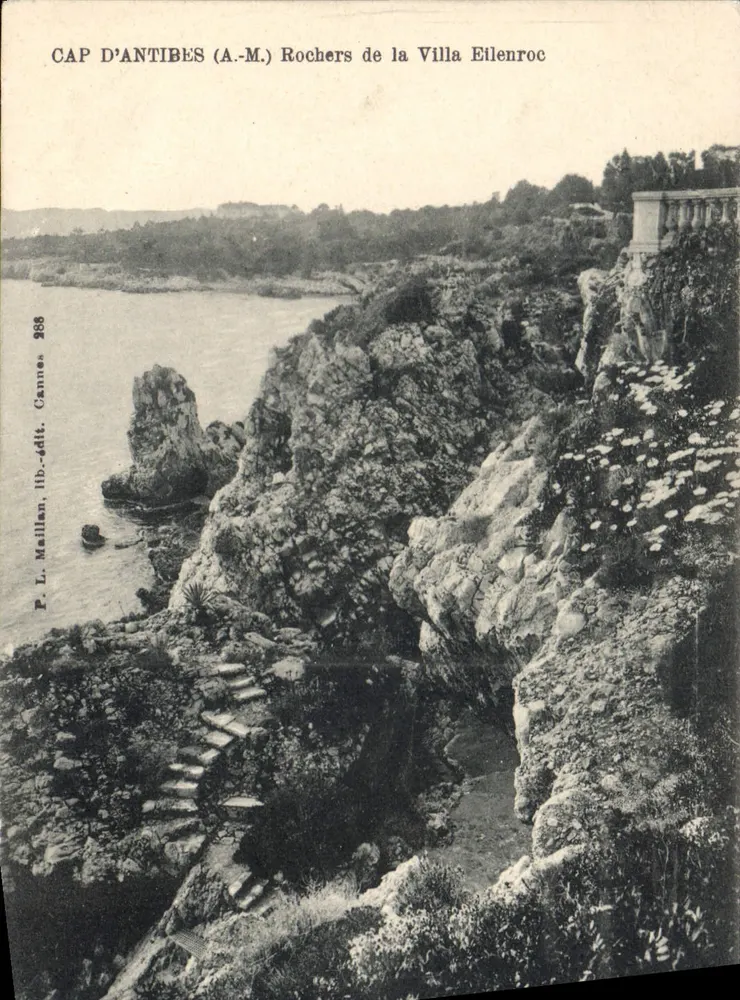 Cap d'Antibes (A.M.) — Rochers da Villa Eilenroc — P. L. Maillan, lib.-edit. Cannes 268 - Frente