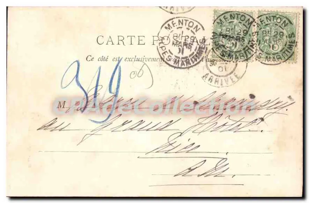 Menton - Stara ulica — wydawca Glietta, Nice, nr 523 - Rewers