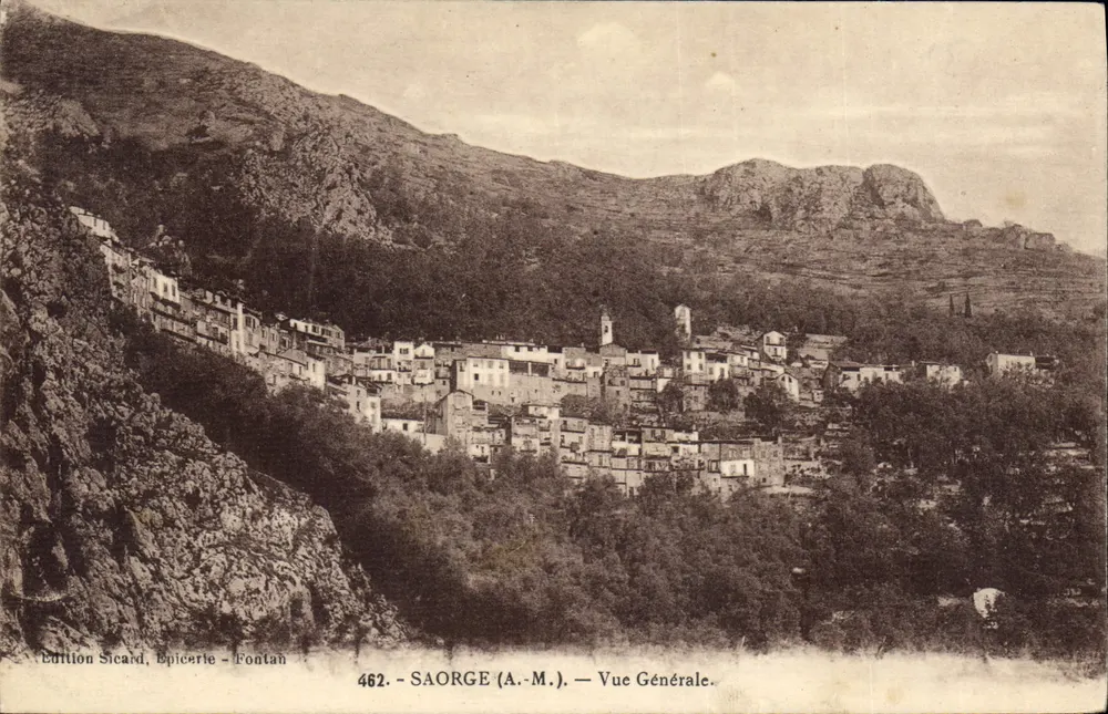 Saorge (A.M.) — Vista Geral — Edição Sicard, Epicerie - Fontan, n°462 - Frente