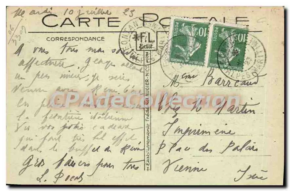 Saorge (A.M.) — Vista Geral — Edição Sicard, Epicerie - Fontan, n°462 - Verso
