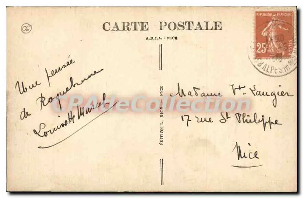 Vista geral de Roquebrune — editor A.D.I.A. - NICE, n° 65 - Verso