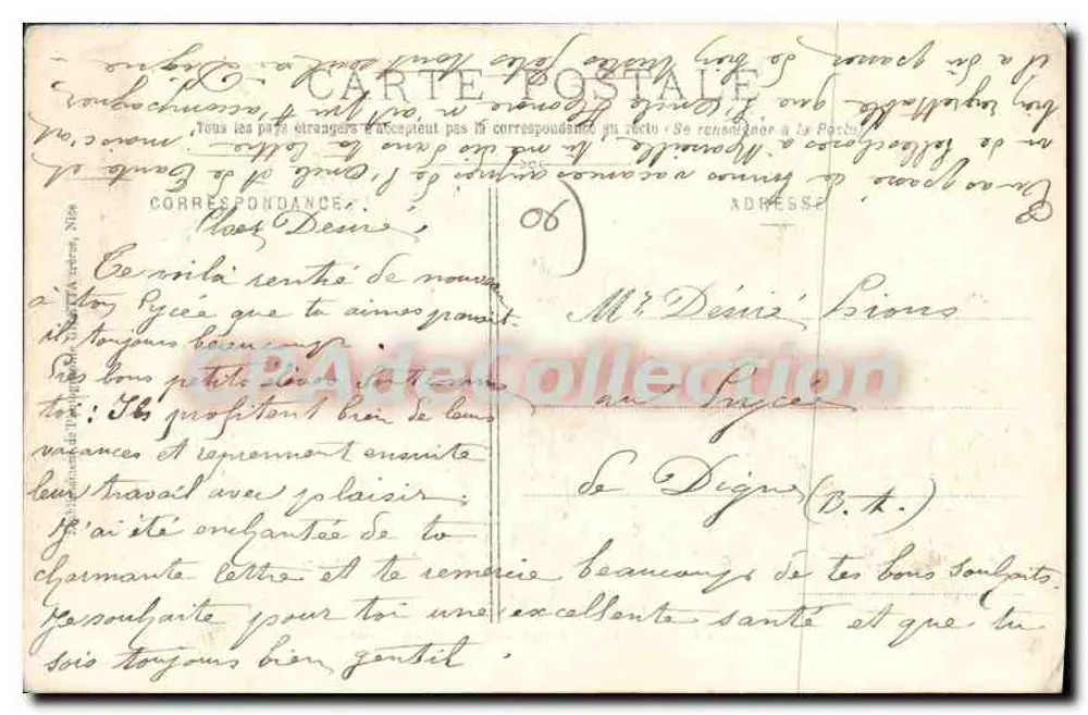 CANNES - Boulevard de la Croisette — Coleção Artística, Edição Glièze, n°510 - Verso