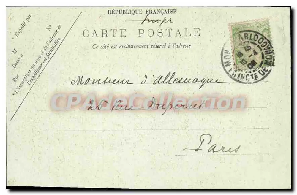 Monte-Carlo — A Rua de Mônaco — LL. — n°325 - Verso