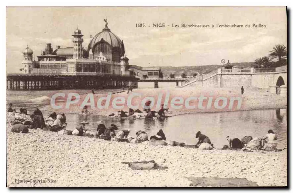 Niza - Las Lavanderas en la desembocadura del Paillon — Foto Cauérin-Nico, n° 1685 - Anverso