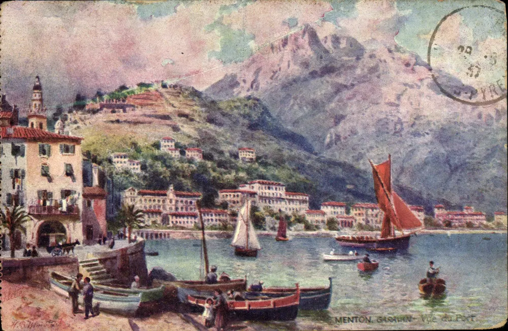 Menton, Garawin — Vista do Porto — editor Tuck & Fils - Frente