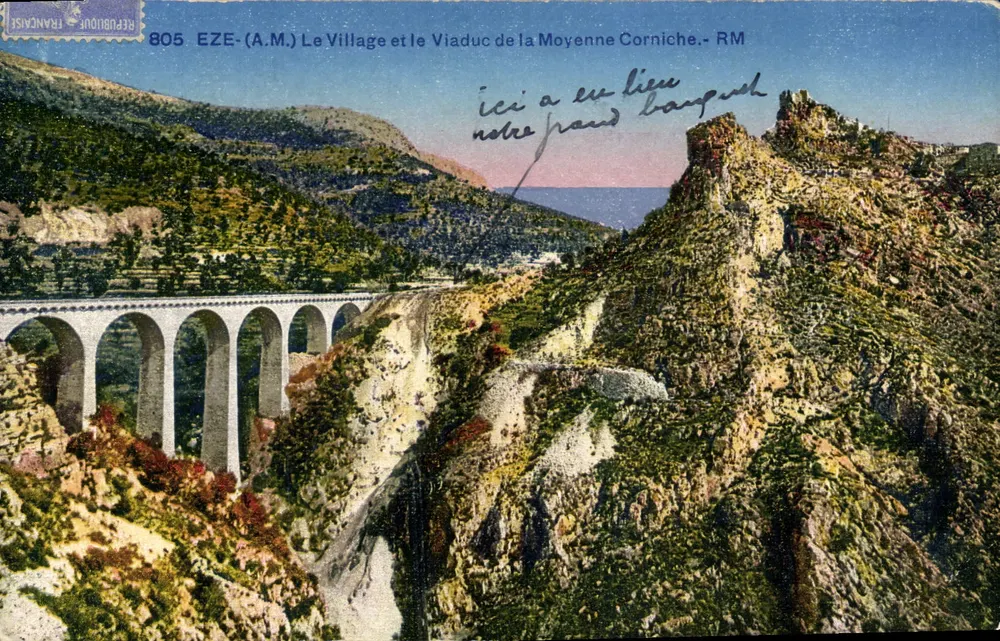 Eze (A.M.) — Das Dorf und der Viadukt der Mittleren Corniche — RM — Verlag République Française, n° 805 - Vorderseite