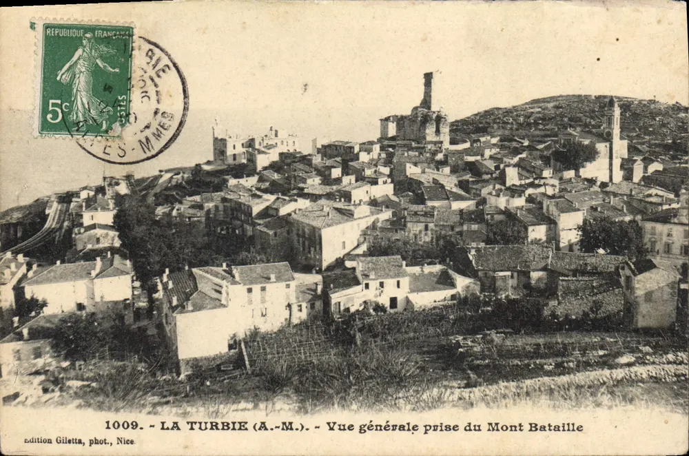 La Turbie (A.-M.) — Allgemeiner Blick vom Mont Bataille — Edition Gilletta, phot., Nizza, Nr. 1009 - Vorderseite