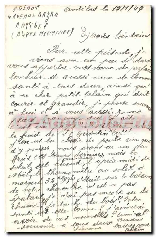 Antibes — Vista tirada da Garoupe — Editor LL, n° 158 - Verso