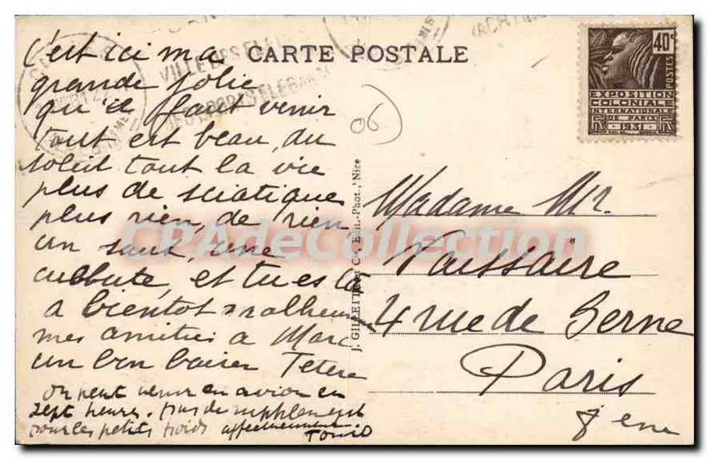 CANNES — Promenade de la Croisette — Ed. Gilletto, n° 461 - Verso