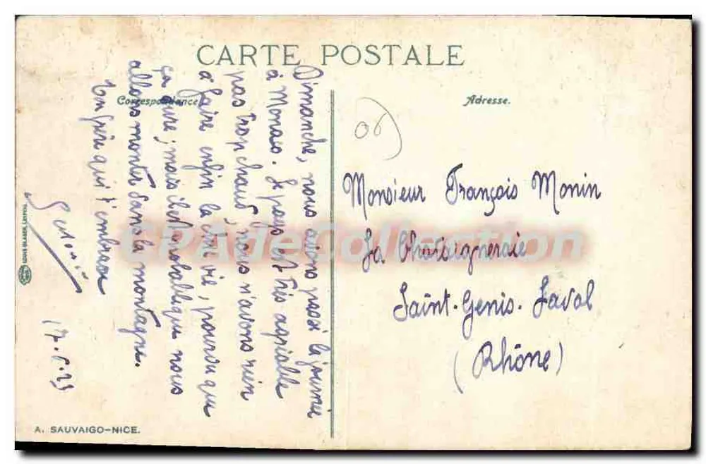 Monaco. Der Blütenhügel. Luftaufnahme — Fürstentum Monaco, unbekannter Verlag, keine Seriennummer sichtbar - Rückseite