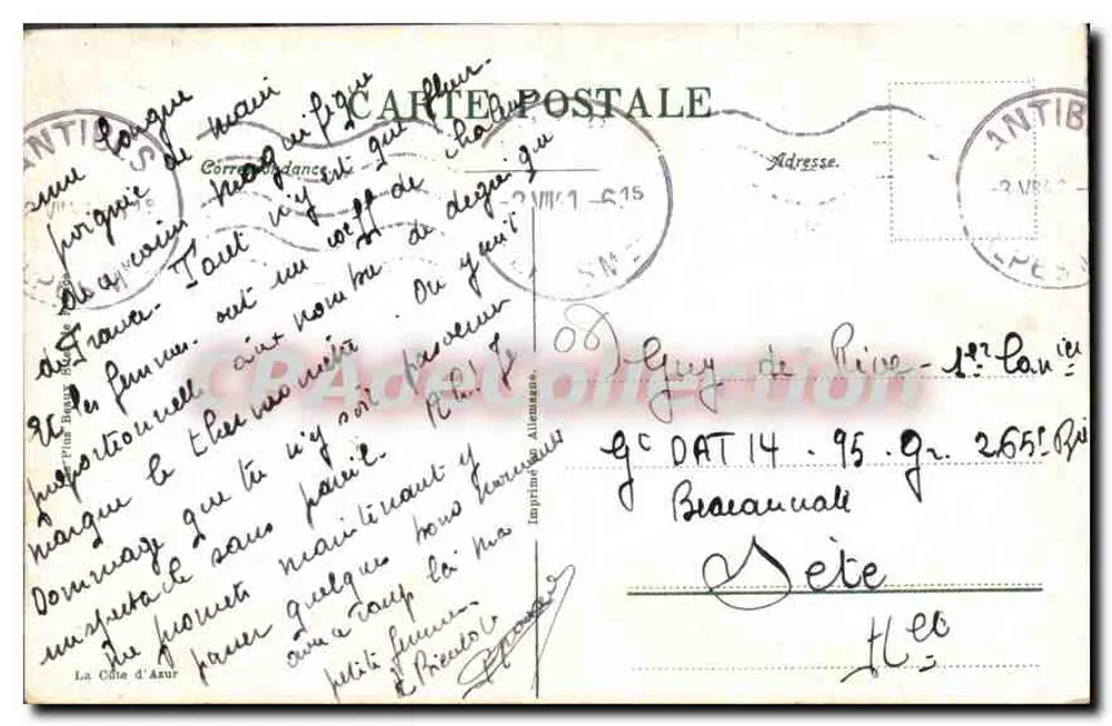 Antibes — Der Hafen, das Fort Carré und die Alpen — Vintage Postcard/Antike Ansichtskarte, Nr. 640 - Rückseite