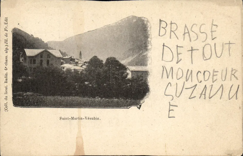 Saint-Martin-Vésubie — vista do vilarejo na montanha — editor Badin, número de série ilegível - Frente