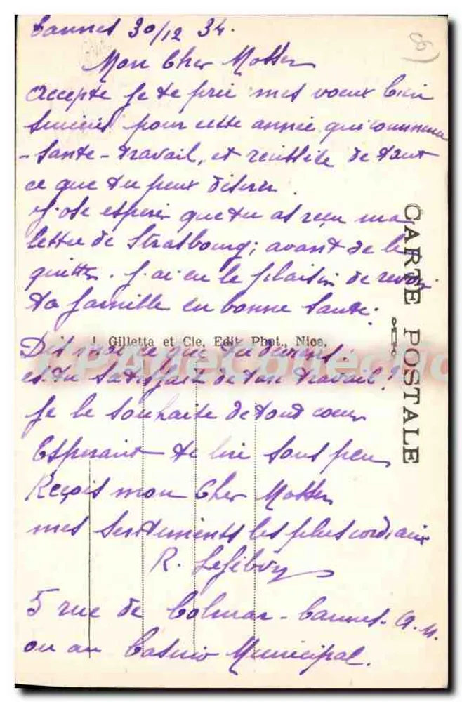 CANNES — Os Jardins da Esplanada — Gilletta e Cie, Ed. Fot. Nîos, n° 500 - Verso