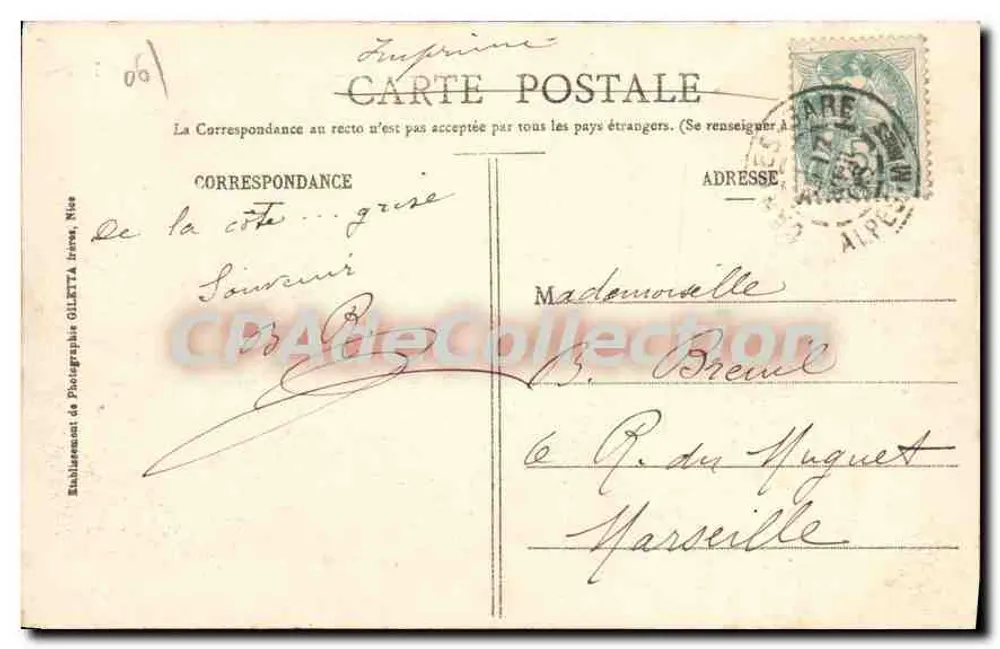 Cannes - Ilha Sainte-Marguerite - Prisão do Homem de Ferro — Coleção Artística, n°427, Edição Giletta, fot. Nice - Verso