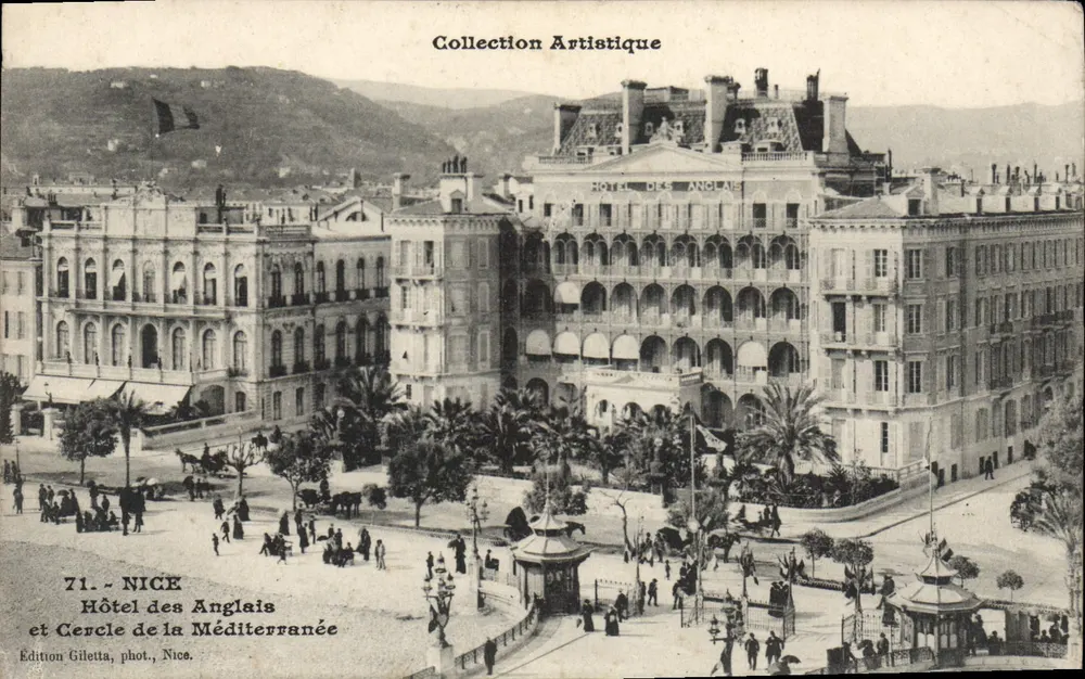 Nice - Hotel des Anglais und Cercle de la Méditerranée — Künstlerische Sammlung, Edition Giletta, phot., Nice, Nr. 71 - Vorderseite