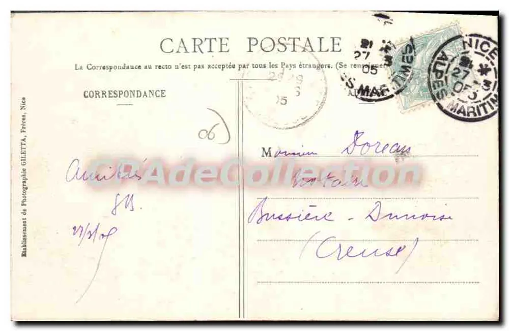 Nice - La Jetée-Promenade, Ansicht vom Meer aus — Künstlerische Sammlung, n°146, Edition Galatta, Foto. Nice - Rückseite