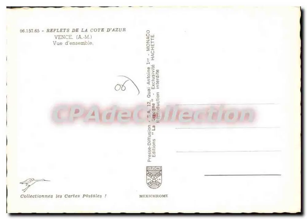Vence — Visão geral — Presses-Diffusion Monaco, n° 06.157.65 - Verso