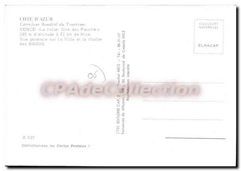 Vence — Ogólny widok miasta i łańcucha Baous — Wydawnictwo CAP - Rewers