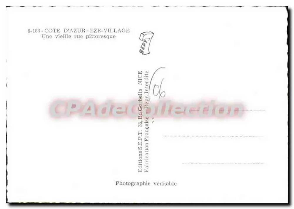 Eze - Eine pittoreske alte Straße — Côte d'Azur — Editions S.E.P.T., Nice - Rückseite
