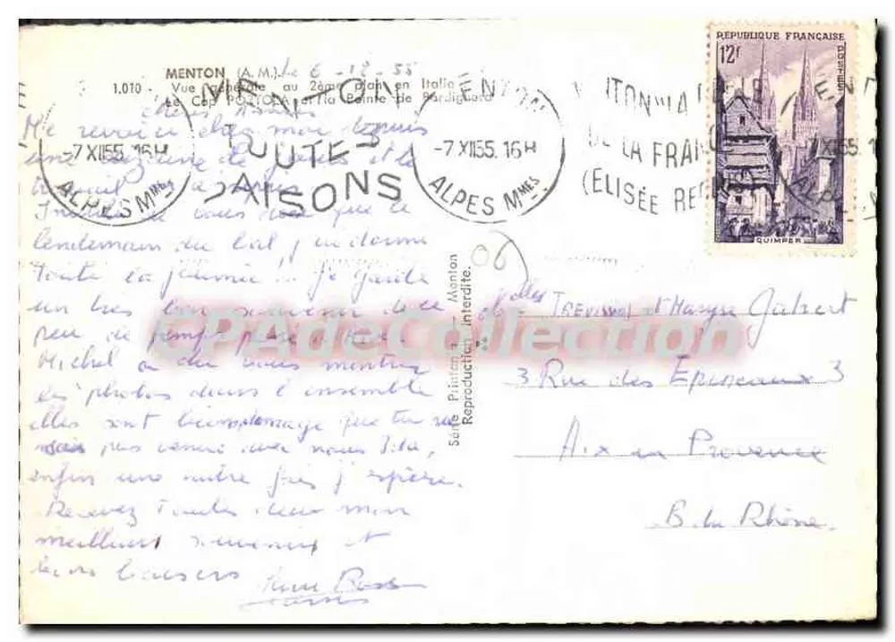 Menton — Luftbild des Cap d'Antibes — Antike Ansichtskarte aus Sammlung - Rückseite