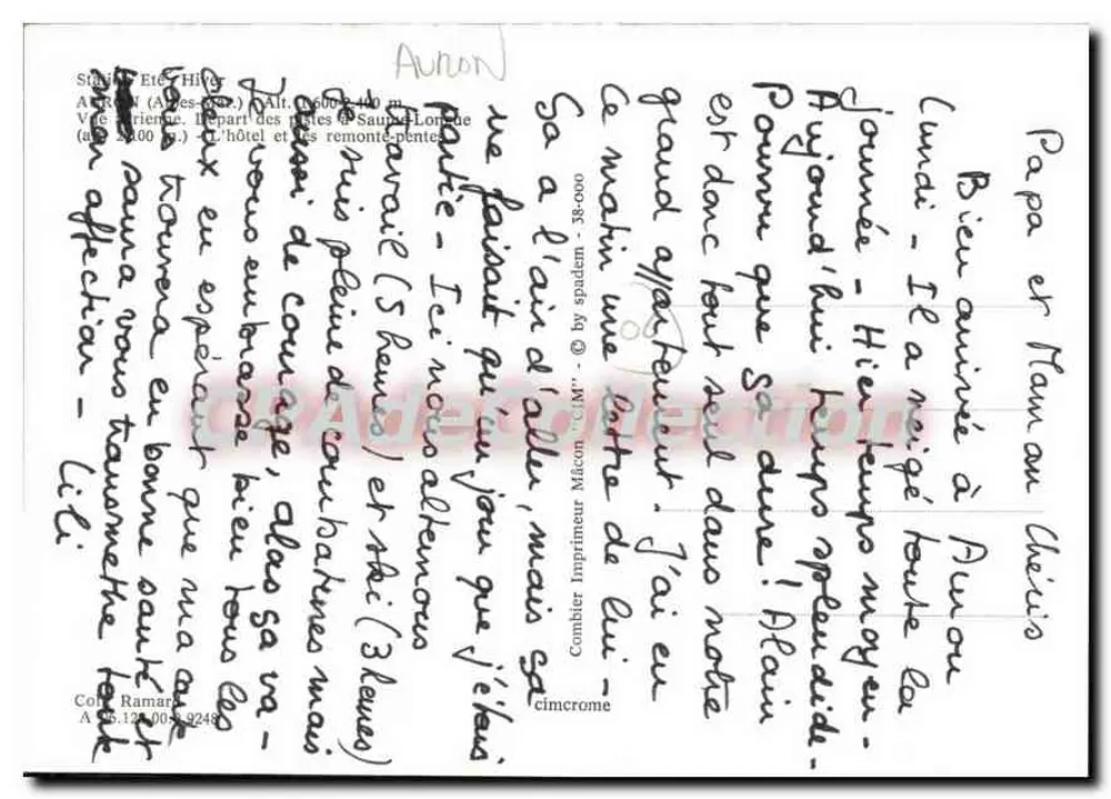 Sauze d'Oulx — Estação de inverno — Impressor C.I.M. — n° 38-000 - Verso