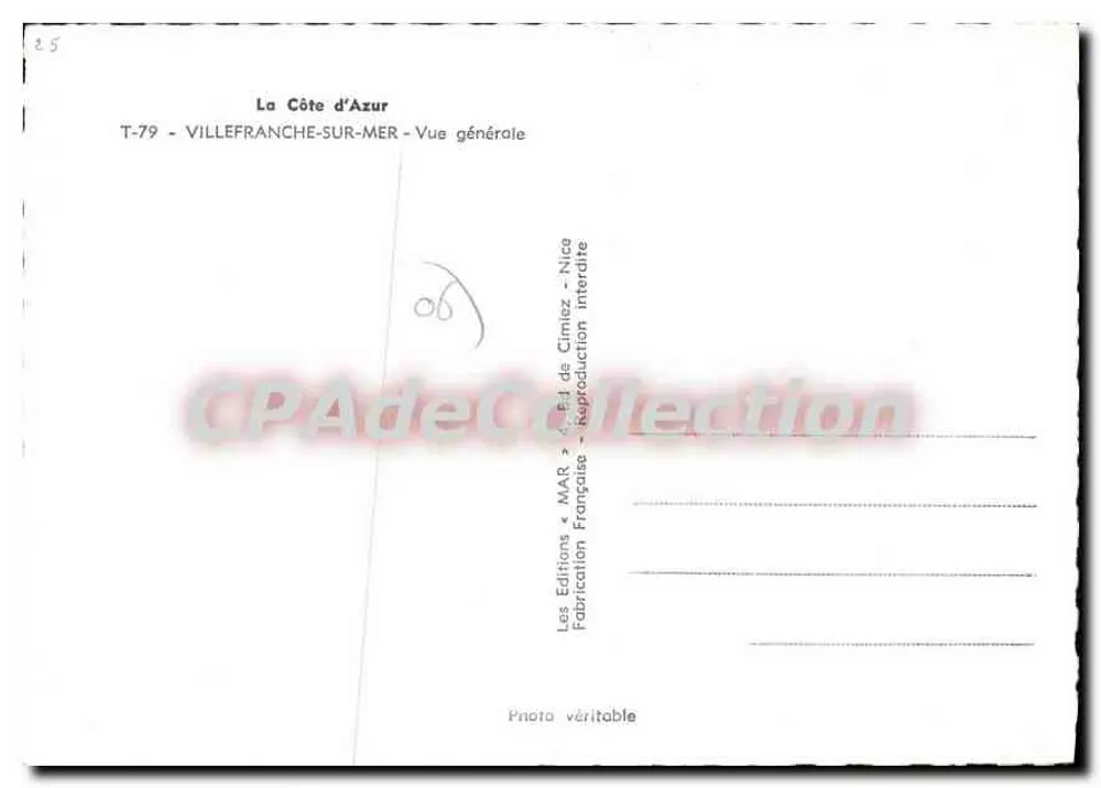 Villefranche-sur-Mer — Allgemeiner Blick — Les Editions « MAR » - Nice - Rückseite