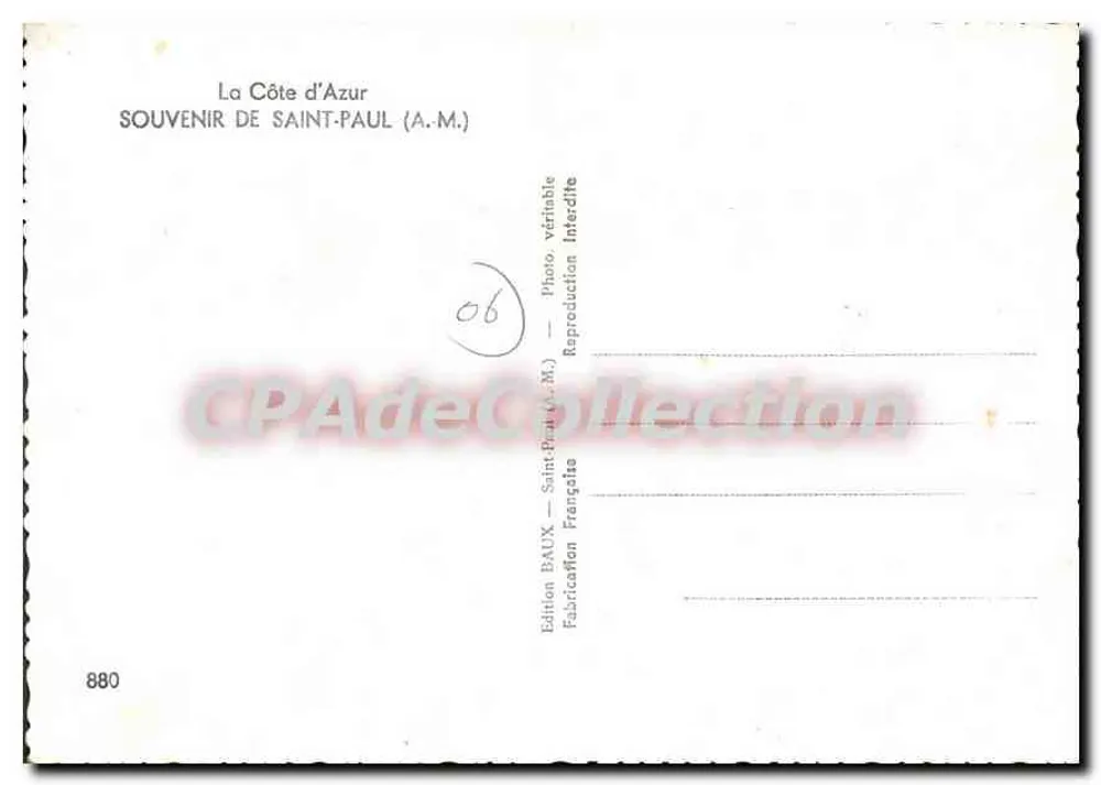 Saint-Paul — Lembrete de St Paul — Edição BAUX - Verso