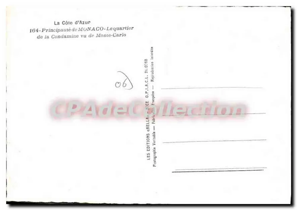 Monte-Carlo — Ansicht der Condamine — Éditions Rella - Rückseite