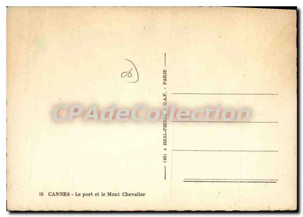 Cannes - O porto e o Monte Chevalier — C.A.P. — n° 16 - Verso