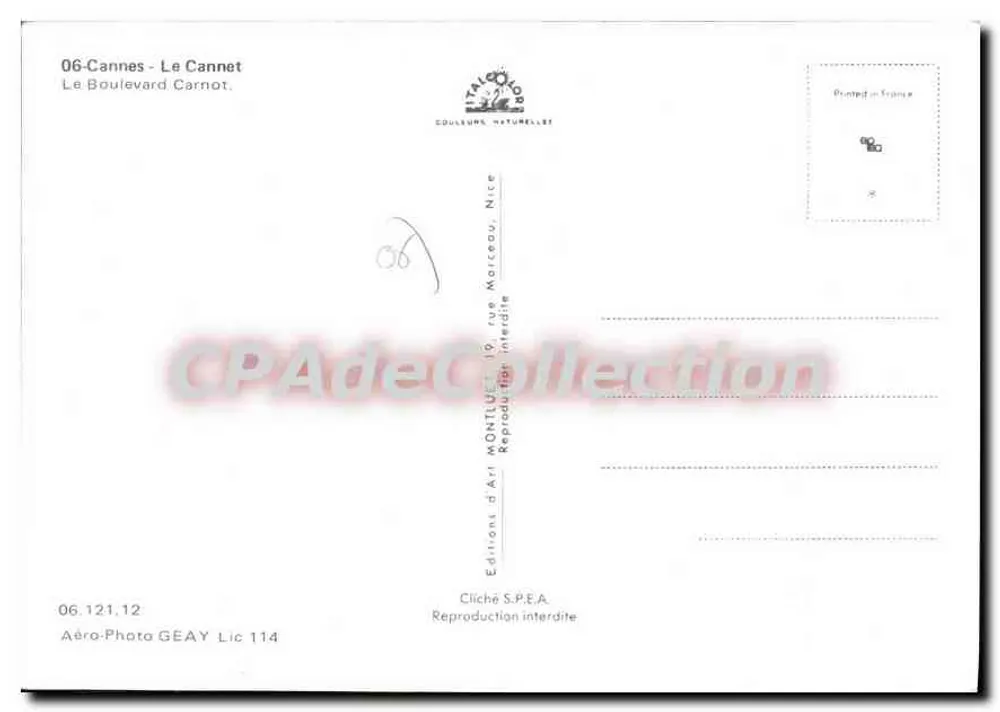Cannes - Le Cannet — Boulevard Carnot — Edições S.P.E.A. - Verso