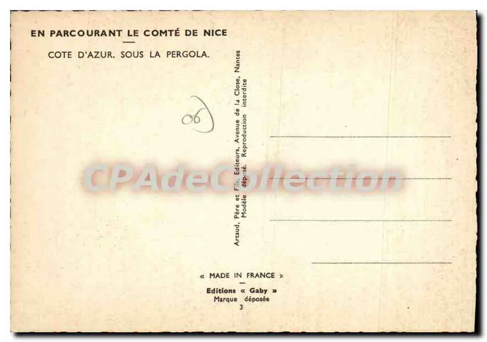 Duas jovens mulheres em traje tradicional — sob uma pergola florida — editor Artaud Père et Fils, Nantes - Verso