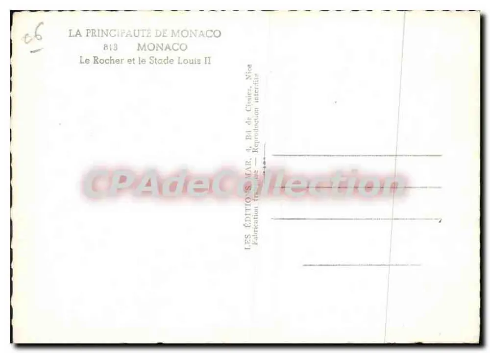 Monaco — El Rocher y el Estadio Louis II — Edición MAR - Reverso