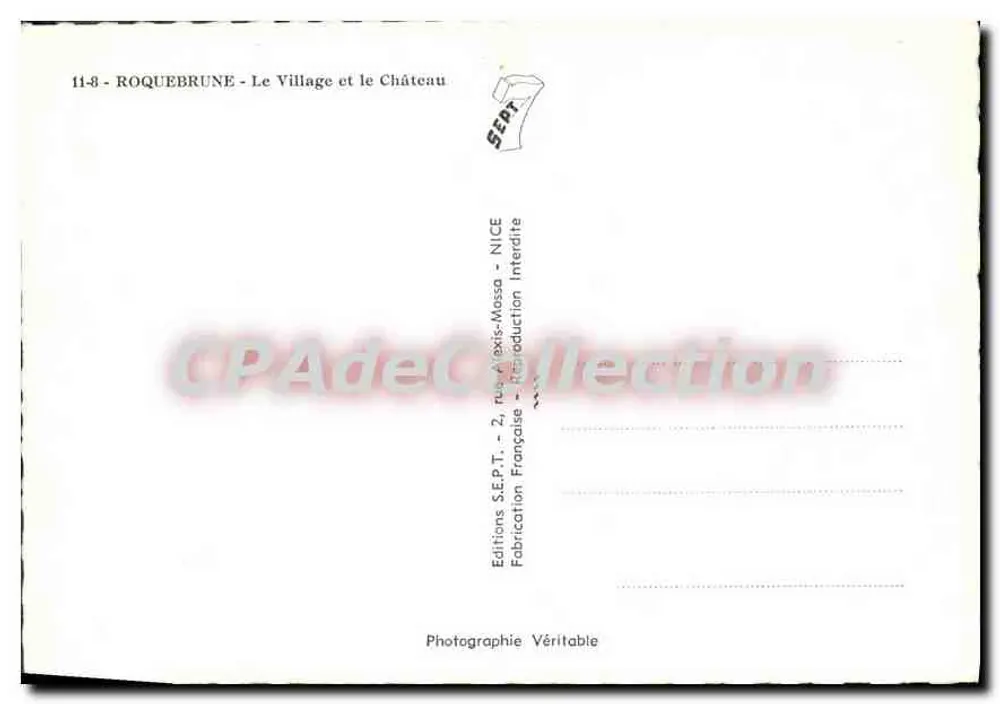 Roquebrune - O Village e o Castelo — Éditions S.E.P.T. - NICE - Verso