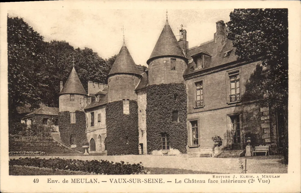 Ansicht von MEULAN — VAUX-SUR-SEINE — Das Schloss, Innenansicht (2. Ansicht) — Herausgeber J. Klein, Meulan - Vorderseite