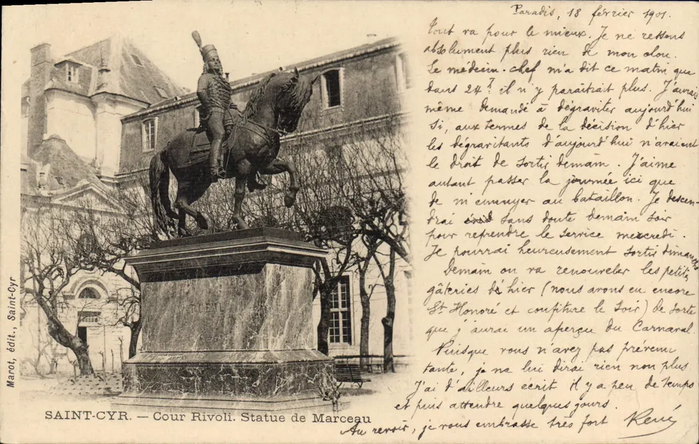Saint-Cyr — Cour Rivoli. Statue von Marceau — Verlag Marot, Saint-Cyr - Vorderseite