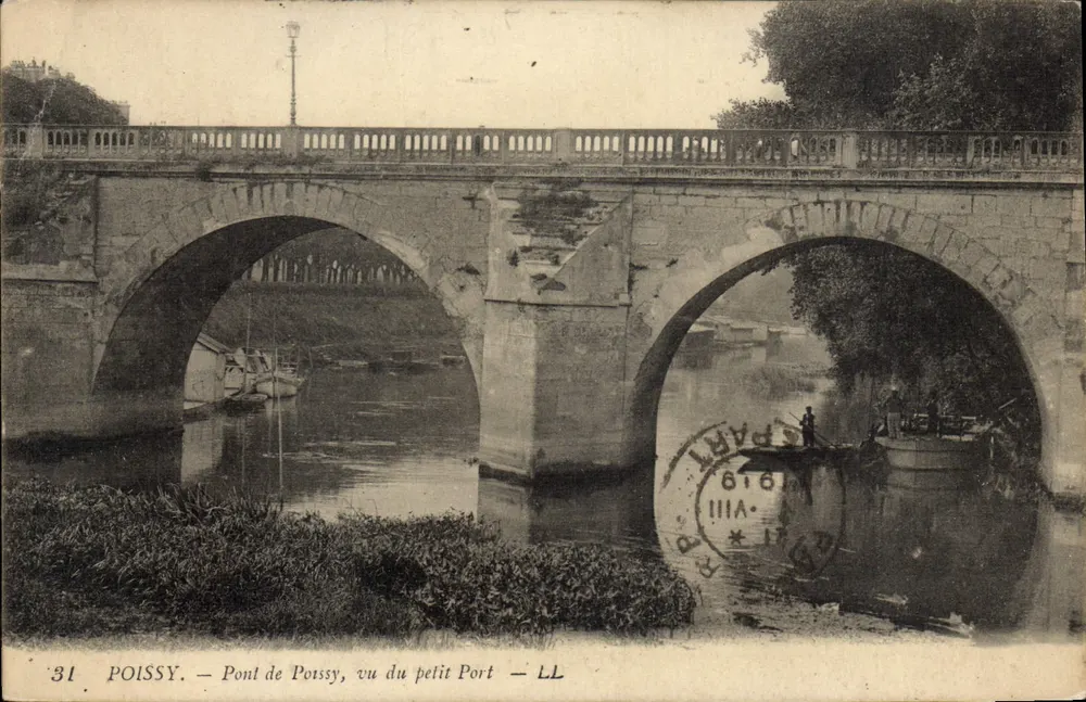 Poissy — Pont de Poissy vom kleinen Port aus gesehen — LL - Vorderseite