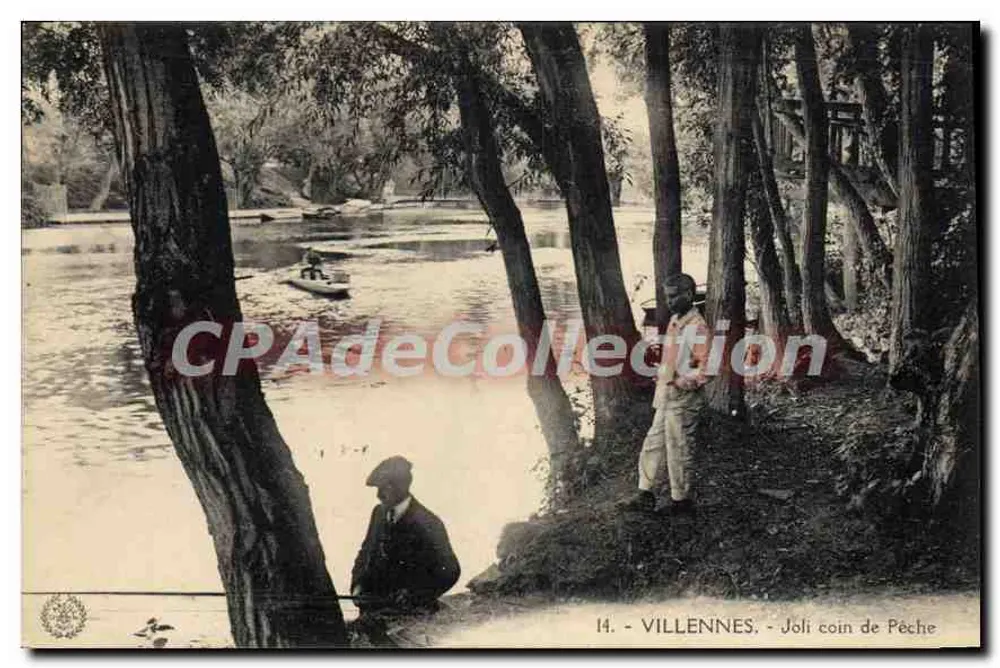 Villennes - Lugar bonito de pesca — Bilhete postal antigo de Coleção, n°14 - Frente
