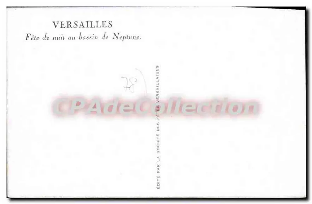 Versailles — Nachtfeier am Bassin des Neptun — Verlag: Gesellschaft der Versailler Feste - Rückseite