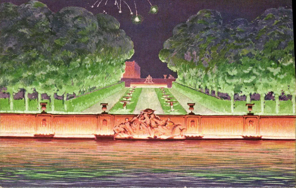 Versailles — Nachtfeier am Neptunbecken — Veröffentlicht von der Versailles-Festgesellschaft - Vorderseite